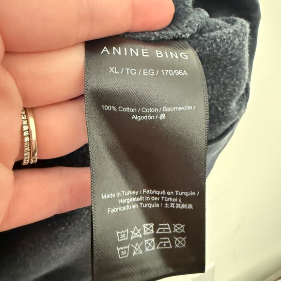 Anine Bing Dark Washed Black Harvey Sweatshirt Size XL - Picture 3 of 4